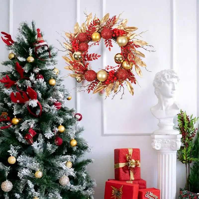 Couronne de Noël rouge et or