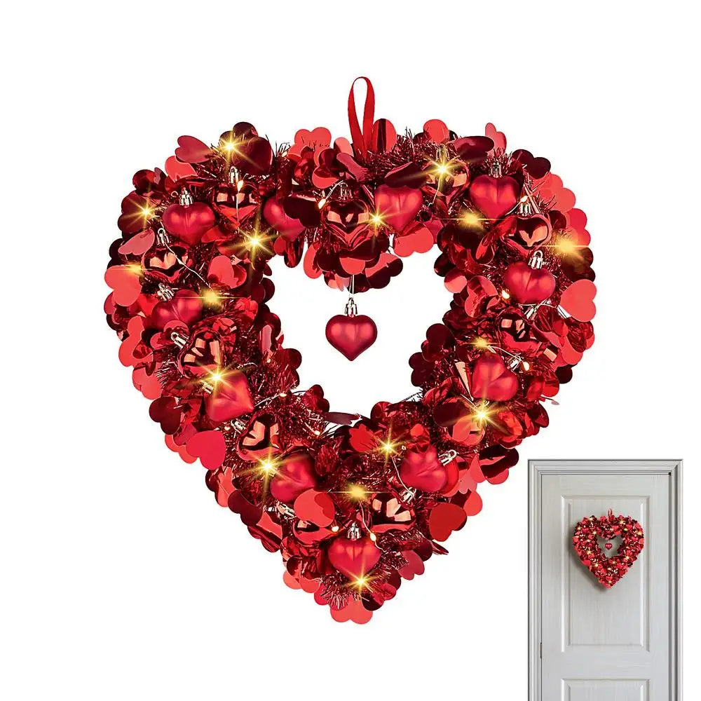 Couronne de porte Noël en forme de cœur
