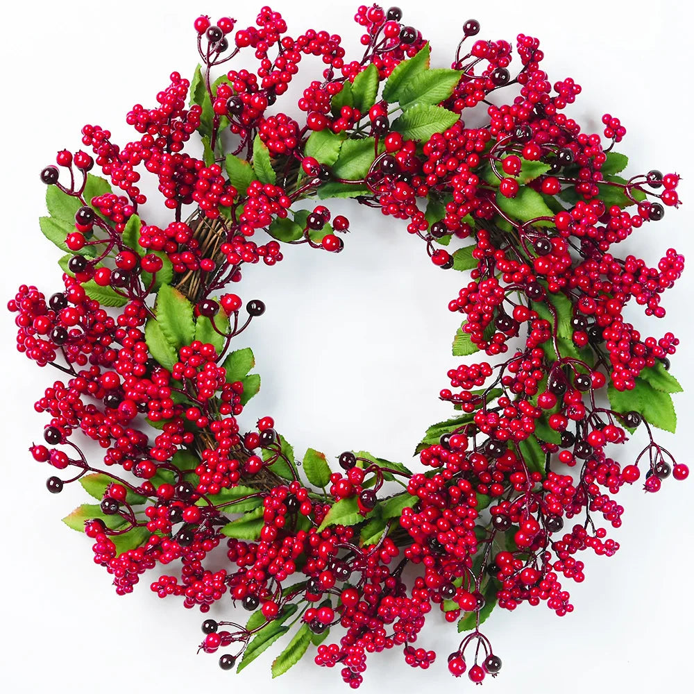 couronne de noel avec baies rouges