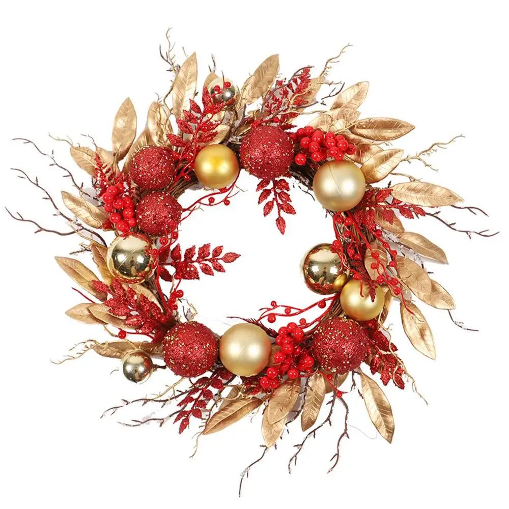 Couronne de Noël rouge et or