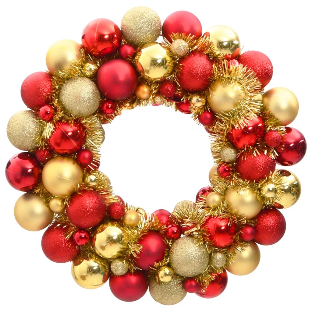 couronne en boule de noel rouge et dore